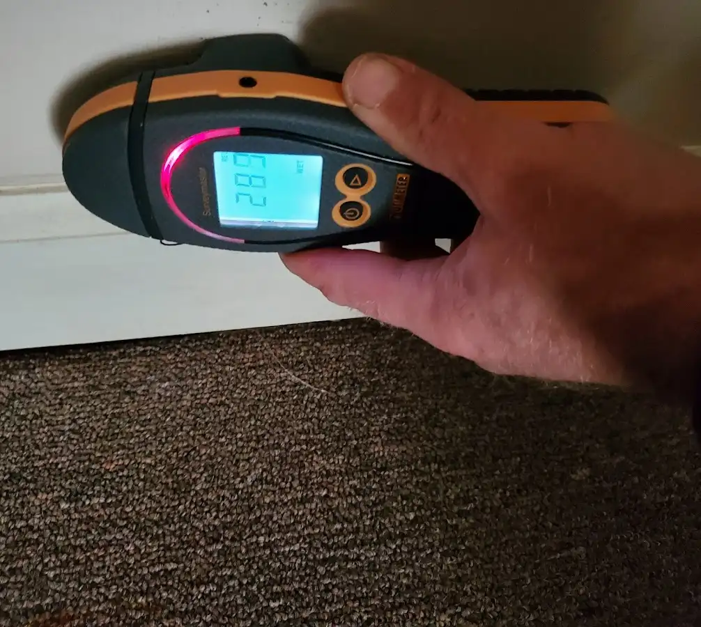 Moisture detection at baseboard during Sewage Cleanup & Sanitation in Hood River
